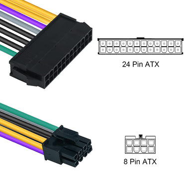 24-Pin-auf-8-Pin-ATX-Netzteiladapterkabel für DELL Optiplex-Mainboards 3020, 7020, 9020, 30 cm (12 Zoll), 18 AWG 