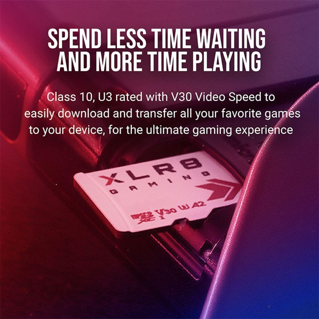 PNY 512GB XLR8 Gaming microSDXC Memory Card - 100MB/s, UHS-I, 4K UHD, Full HD, U3, V30, A2 - Micro SD for Portable Console Gaming on Nintendo-Switch, Steam Deck, Smartphones and Tablets