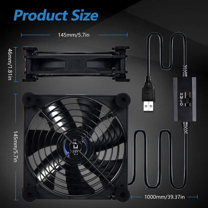 Quiet 80mm USB Fan, 5V USB Portable Cooling Fan for Flat Panel Xbox DVR PlayStation Router TV Receiver Computer Cabinet Cooler