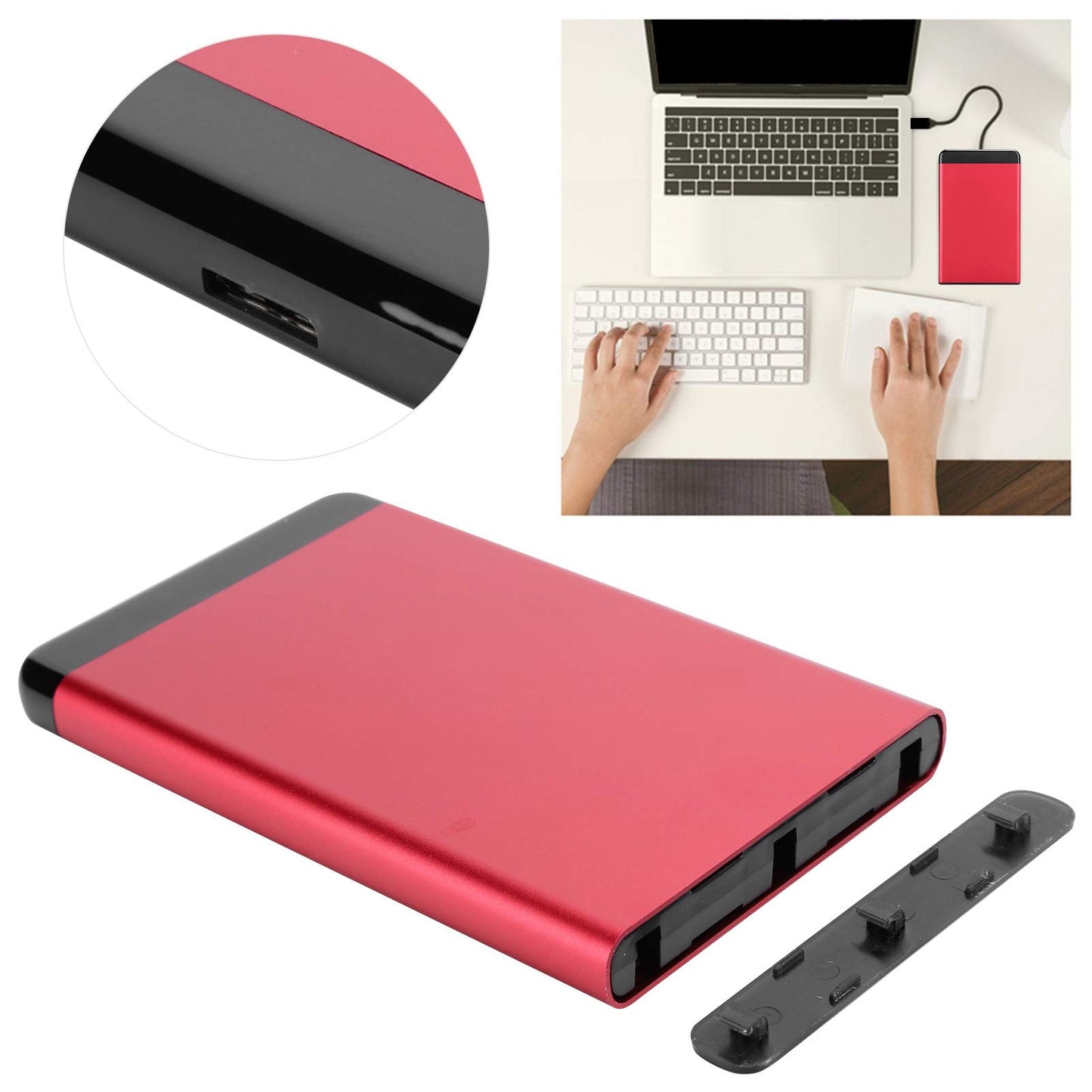 Portable Hard Disk Box USB3.0 Mobile Hard Disk Box Aluminum Alloy Disk Box 2.5in SSD/ SATA Aluminum Alloy Enclosure 8TB for Outdoor Working Laptop Accessories Computer(red)
