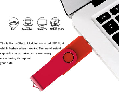 10 Pack 16GB USB Flash Drives, Bulk USB 2.0 Thumb Drives with Swivel Cap