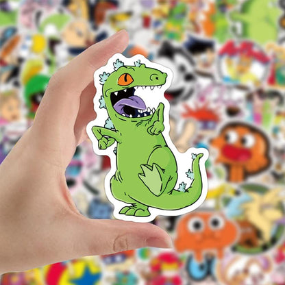 90er-Jahre-Cartoon, coole Cartoon-Aufkleber für Kinder-Trinkflaschen, 50 wasserfeste Vinyl-Aufkleber für Teenager-Laptops, Handys, Fahrräder und Skateboards, niedlicher Mädchen-Reise-Laptop-Aufkleber 