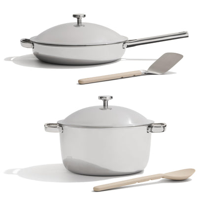 Our Place Titanium Pro Cookware Duo - Always Pan & Perfect Pot with Nonstick No-Coating Technology | Tri-Ply Titanium & Stainless Steel | Safe for Oven, Induction & All Cooktops up to 1000°F | Chrome