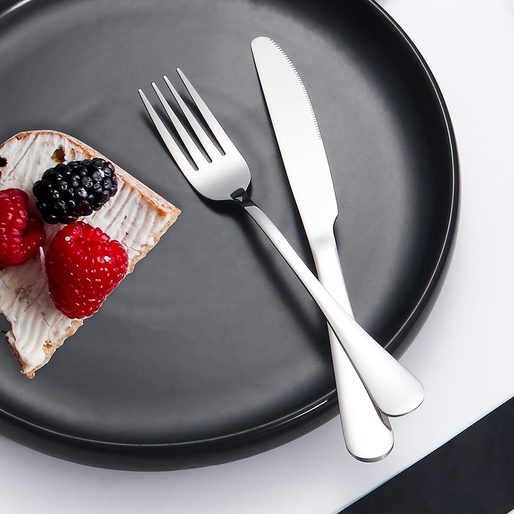 Silverware Set 50 Piece Stainless Steel Flatware Set Silverware Utensils for 10 People Includes Forks Knives Spoons & Salad Forks Dishwasher Safe Durable Tableware for Home Restaurant or Outdoor Use