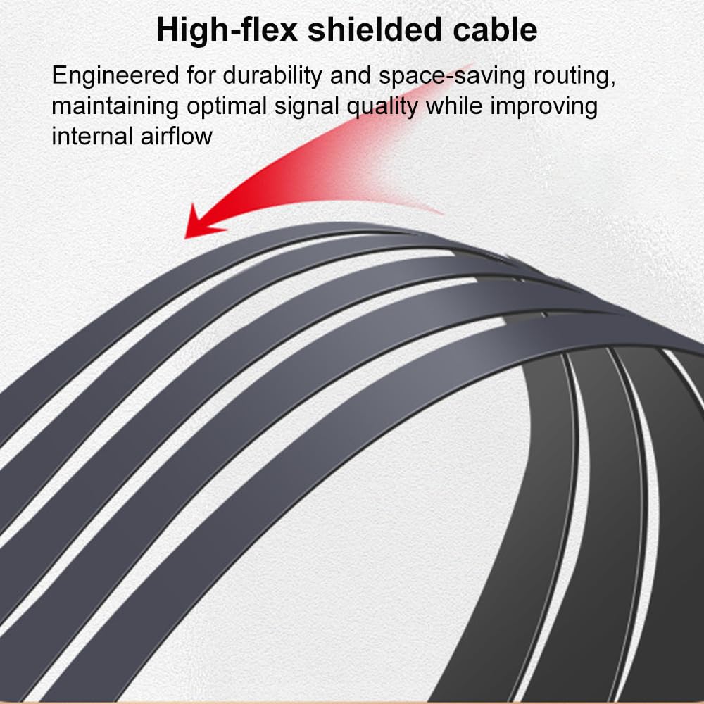 OwlTree Pcie 4.0 Riser Cable, PCIe 4.0 x16 High Speed Flexible Extension 90 Degree Adapter Compatible with 4090 4080 4070 3090 and Pcie 3.0 System 200mm/7.8inch
