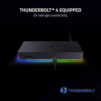Razer Thunderbolt 4 Dock: 10 Ports in 1 - Dual 4K or Single 8K Video Output - USB A and C Hub, 2.5 GbE Thunderbolt 3, Mac, and PC Compatible - Thunderbolt 4 Certified - Passthrough Charging - Chroma