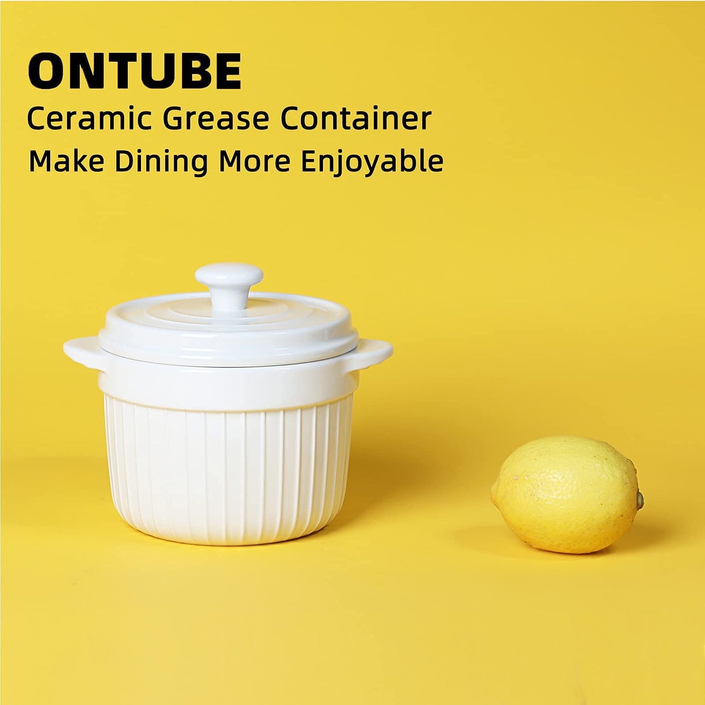 ONTUBE Ceramic Bacon Grease Container Keeper with Strainer, Frying Oil Storage Can, Turquoise