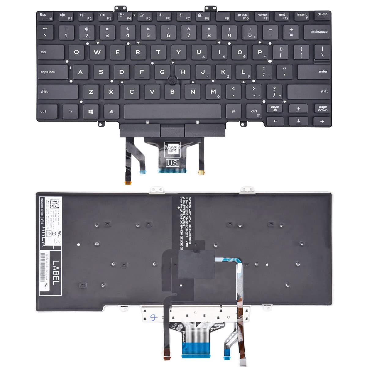 Replacement Keyboard for Dell Latitude 3400 5400 5401 5410 5411 7400 7410 Series Laptop with Backlit with Pointer US Layout（NOT Fit for Latitude 7400 2-in-1）