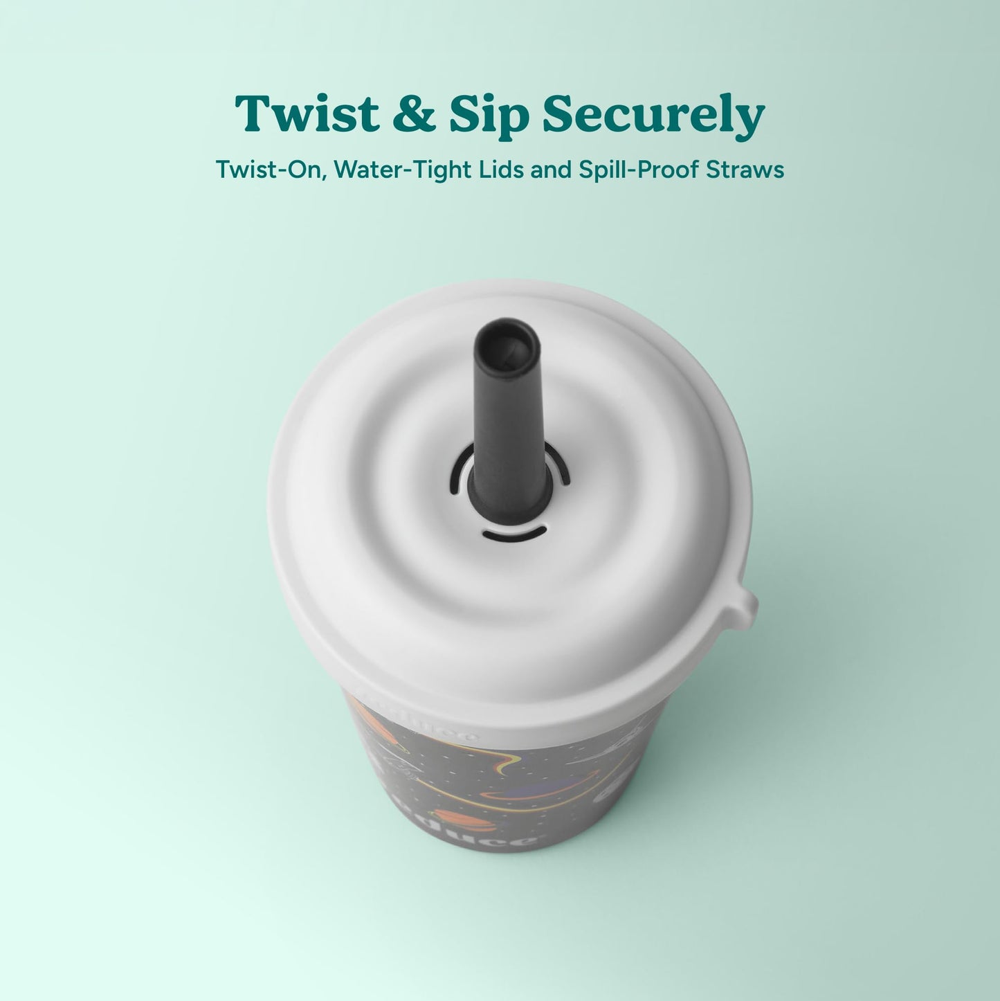 REDUCE GoGo's Kids Portable Tumbler Cups with Lids and Spill-Proof Straws - 10 Pack of Stackable 12 oz Tumblers with Twist-On Lids - Easy Storage, Dishwasher Safe - Club House