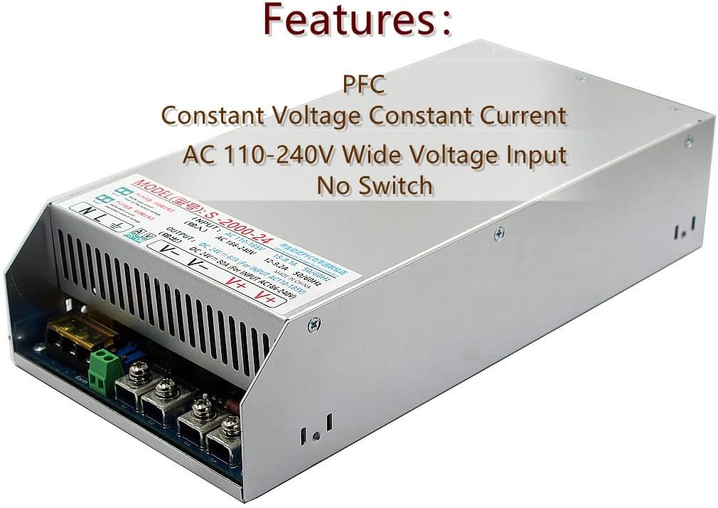 Switching Power Supply 2000W with PFC 110-240V AC to DC Power Supply 48V 41Amp 2000W for CCTV, Radio, Computer Project, LED Strip Lights, 3D Printer