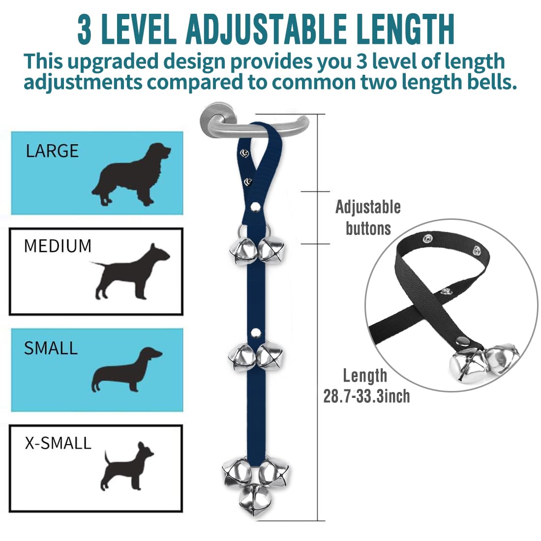 BLUETREE Dog Doorbells Premium Quality Training Potty Great Dog Bells Adjustable Door Bell Dog Bells for Potty Training Your Puppy The Easy Way - 7 Extra Large Loud 1.4 DoorBells