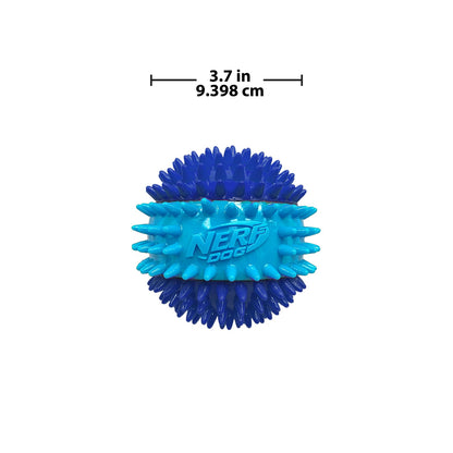 Nerf Dog 3.7in TPR 3-Part Spike Squeak Ball Dog Toy - Dark Blue/Light Blue