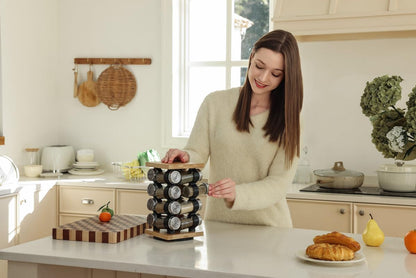 Orii 16-Jar Rotating Spice Rack with Spices Included - Pre-Filled Spice Racks with 5-Year Refill Program - Flavorful Spices