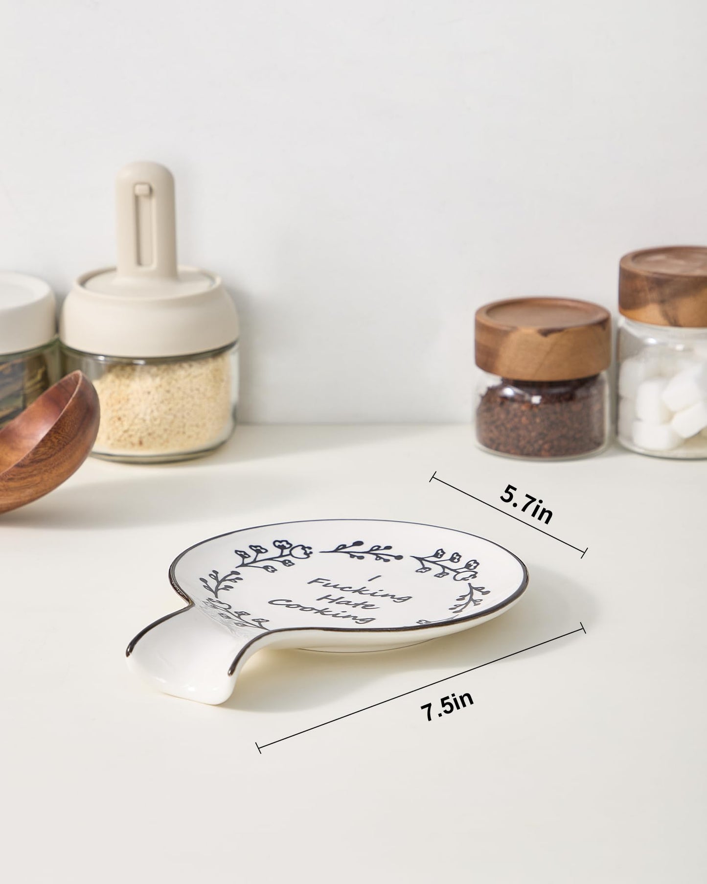 Löffelablage aus Keramik, Kochlöffelhalter für Küchenarbeitsplatte/Herd/Esstisch, modernes Landhausdekor, groß (blau) 