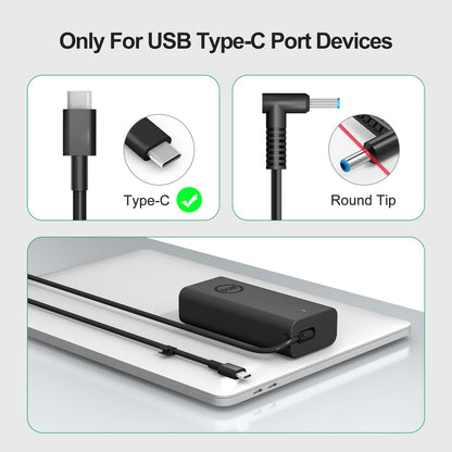 65W/45W Dell Laptop-Ladegerät USB-C für Latitude 5420, 5520, 5320, 5430, 5290, 7410, 7420, XPS 13, 9250, 9360, 9365, 9370, 9380, 9350, 9550, Chromebook 5190 (Netzteil Typ C) 