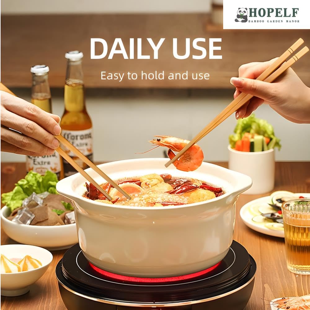 9.5 Inch X 5 Pairs Chopsticks,Reusable,Simplea and Minimalistic Design,More Size Choices 7"/9.5"/12"