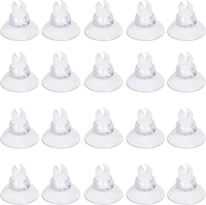Pawfly 20 Pack Aquarium Suction Cups with Clips and Adjustable Zip Ties Cables Fish Tank Tools for Binding Moss Holding Airline Tubing Decorations Shrimp Nests and Reptile Hammocks
