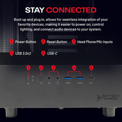 Skytech Gaming Azure 3 Desktop PC, Ryzen 7 9700X 3.8 GHz (5.5GHz), NVIDIA RTX 4060 8GB, 2TB NVMe SSD, 32GB DDR5 RAM 6000 RGB, 650W Gold PSU, 360mm ARGB AIO, Wi-Fi, Win 11