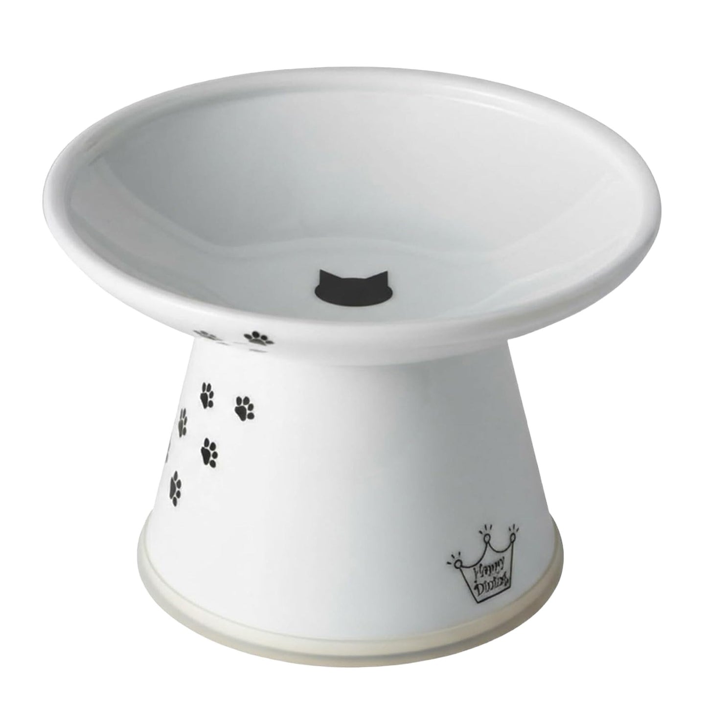 Necoichi Raised Cat Food Bowl - Ceramic Elevated Cat Bowl for Whisker & Neck Fatigue, Dishwasher Microwave Safe - Non-Slip & Anti Vomiting Ergonomic Design (Cats, Extra Wide, 2-Cups Capacity)