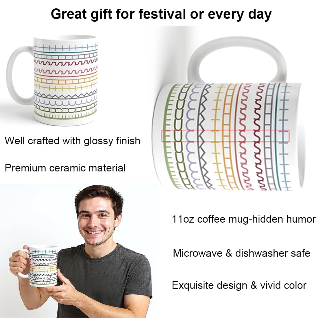 Pure Compression Hidden Message Fuck This Shit Coffee Cup Mug 11oz - Fuck It You F This S Coffee Mugs - Gag Gifts for Men Women