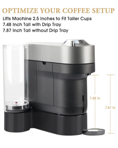 Riser Stand for Nespresso Vertuo Pop+, 3D Printed Coffee Machine Elevation Stand, Compatible with Standard and Deluxe Models, Accommodates Cups with Height Up to 7.48" or Shorter, Fits for YETI Rambler 20 oz Tumbler and Contigo Huron 16 oz Travel Mug