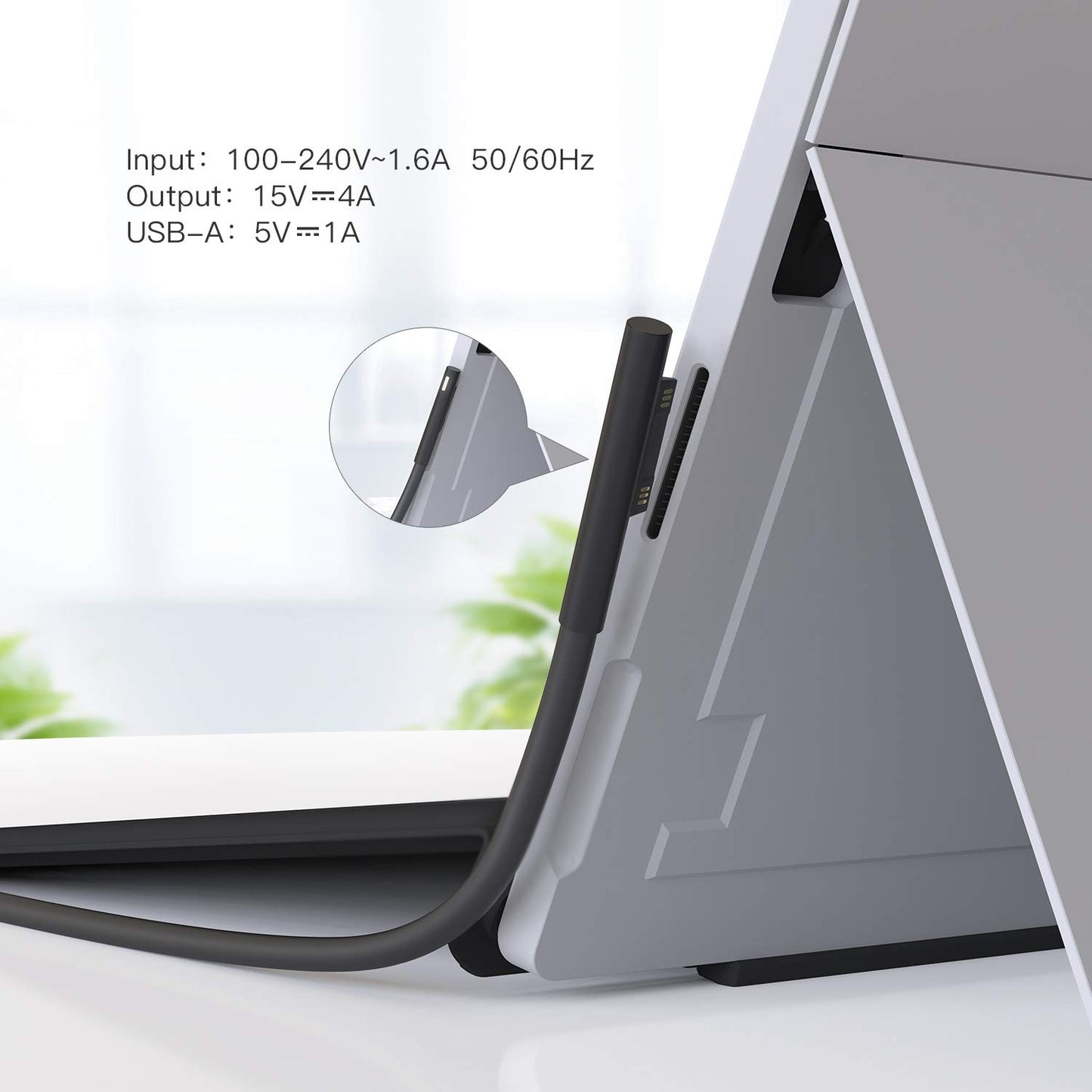 Surface Book Charger, AYNEFF 15V 4A 65W Surface Pro Power Supply Compatible with Microsoft Surface Book Surface Laptop Surface Pro 9 Pro 8 Pro 7 Pro 6 Pro 4 X, Surface Go, 5.9ft DC Cable with USB 5V