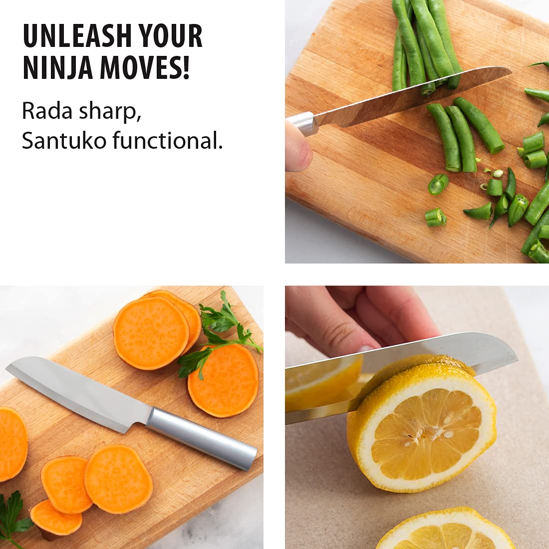 Rada Cutlery Cook’s Utility Knife (R140), 4.75" Stainless Steel Hollow Ground Blade, Made in USA, Silver Handle