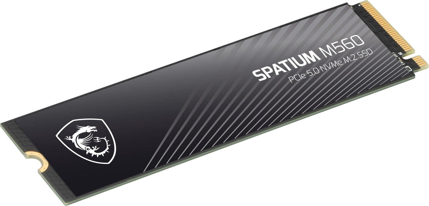 MSI SPATIUM M560 PCIe 5.0 NVMe M.2 1TB Portable SSD, 1TB Internal Solid State Drive, Speeds Up to 10200MB/s, USB-C, Reliable Storage for Gaming, Students, Professionals, Black