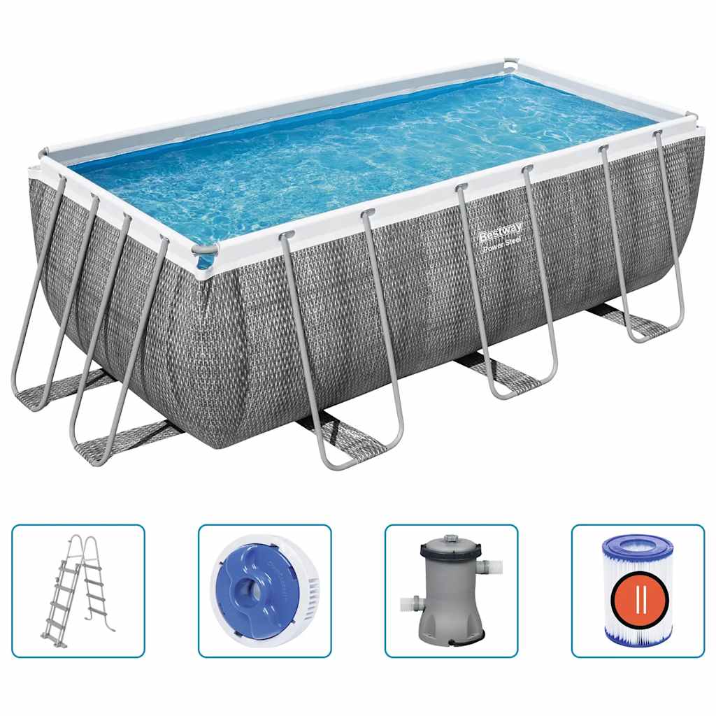 Power Steel Rechteckig Swimmingpool-Set 412x201x122 cm
