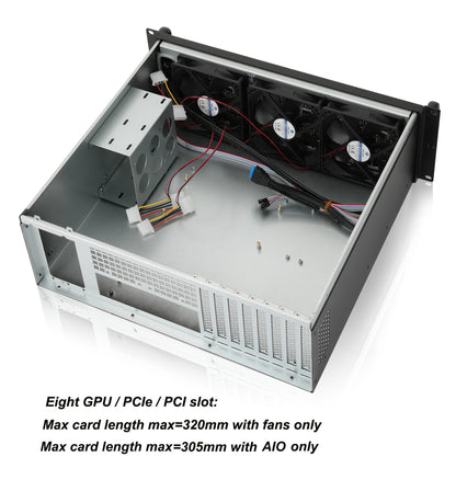 RackChoice 3U rackmount Server Chassis Support Liquid Cooling Compatibility up to Elevated 360mm Radiator Support SFX PSU/ATX/MicroATX/Mini-ITX MB