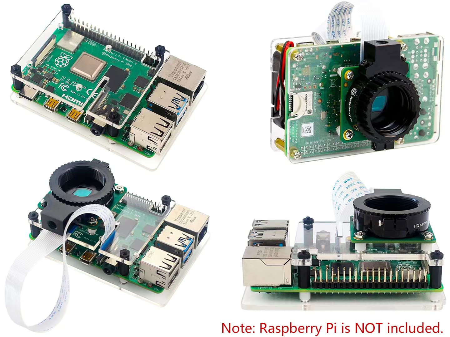 Raspberry Pi HQ Camera Module with Case for Raspberry Pi 4B/3B+/3B/2B/A+/Zero/W/Zero WH,12.3MP IMX477 Sensor Support C- and CS-Mount Lenses, Alternative for Raspberry Pi Camera Module V2 (8 Items)