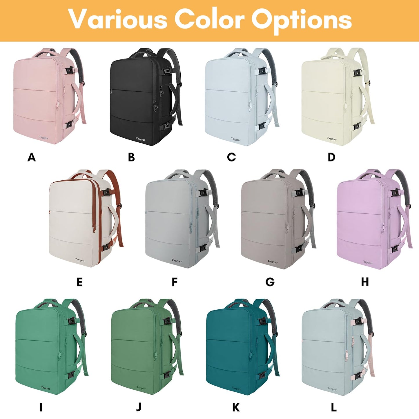 Taygeer Reiserucksack für Damen, großes 40-Liter-Handgepäckstück mit 17,3-Zoll-Laptopfach, TSA-konform, ideal für Büro, Arbeit und Reisen, mit praktischen Fächern, Grün