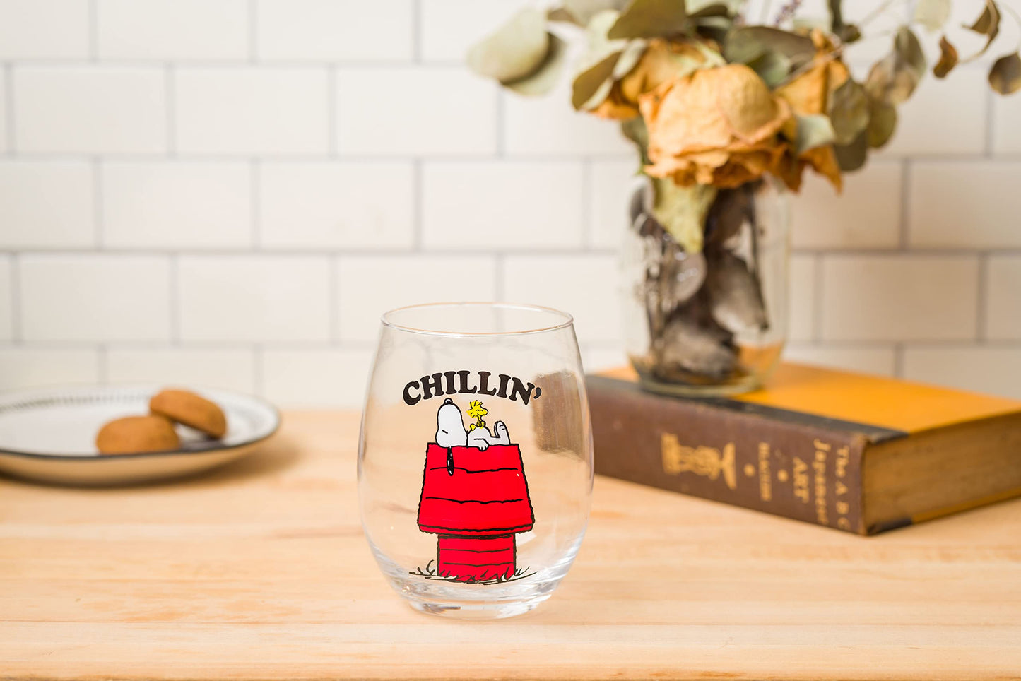 Silver Buffalo Peanuts Snoopy und Woodstock Chillin Stielloses Weinglas, 20 Unzen, 1 Stück (1er-Packung)