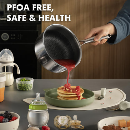 TalingMA Non Stick Pots and Pan Set, 10 Pcs Hybrid Stainless Steel Cookware Set with Lids, Kitchen Skillet, Stock Pot, Nonstick Frying Pan, PFOA-free Kitchen Cooking Utensils,Induction,Dishwasher Safe