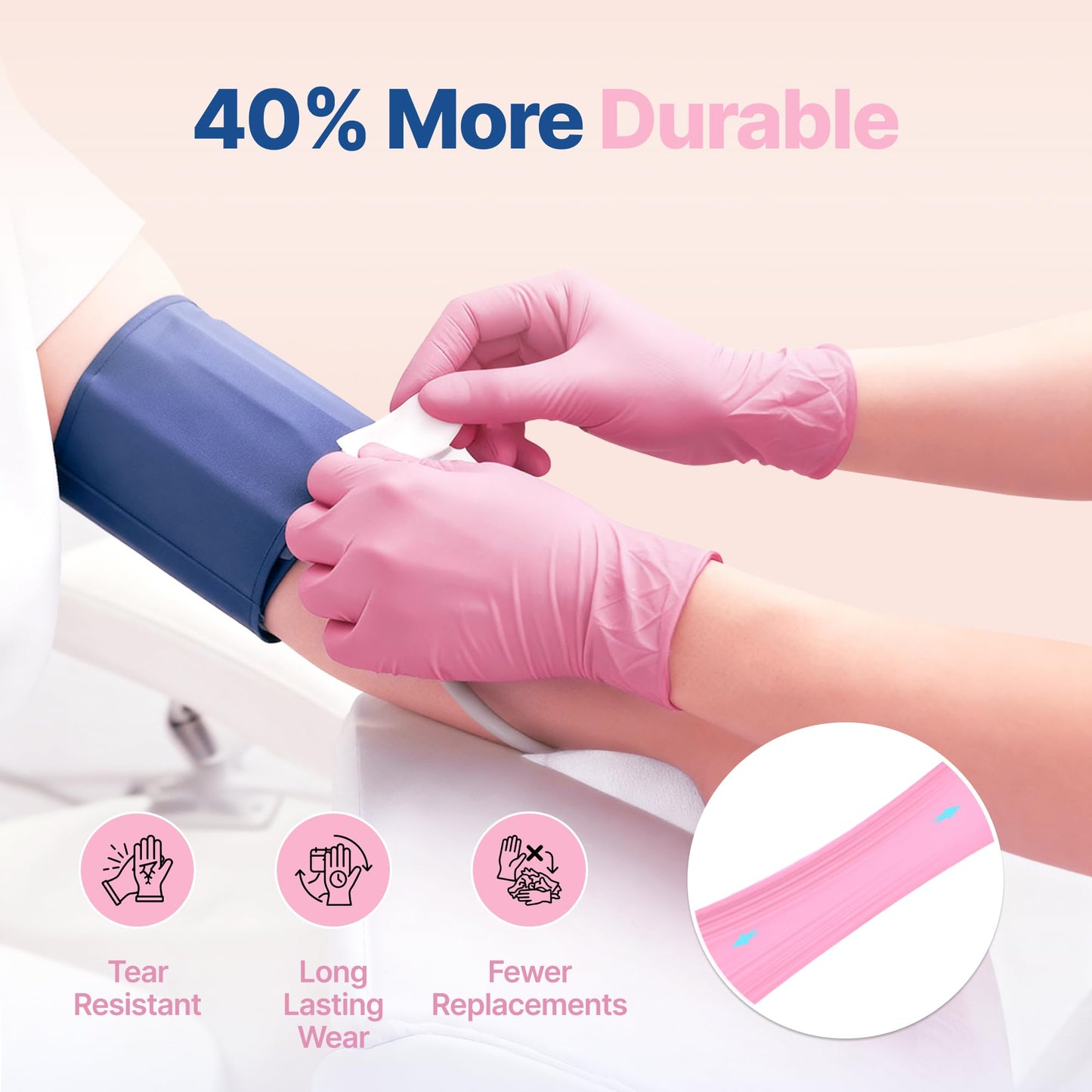 Schneider Nitrile Exam Gloves, 4-mil Medical Gloves Disposable Latex Free, Powder Free, Food Safe Glove for Cooking, Cleaning, Examination, Cherry Blossom, Medium, 100-ct Box