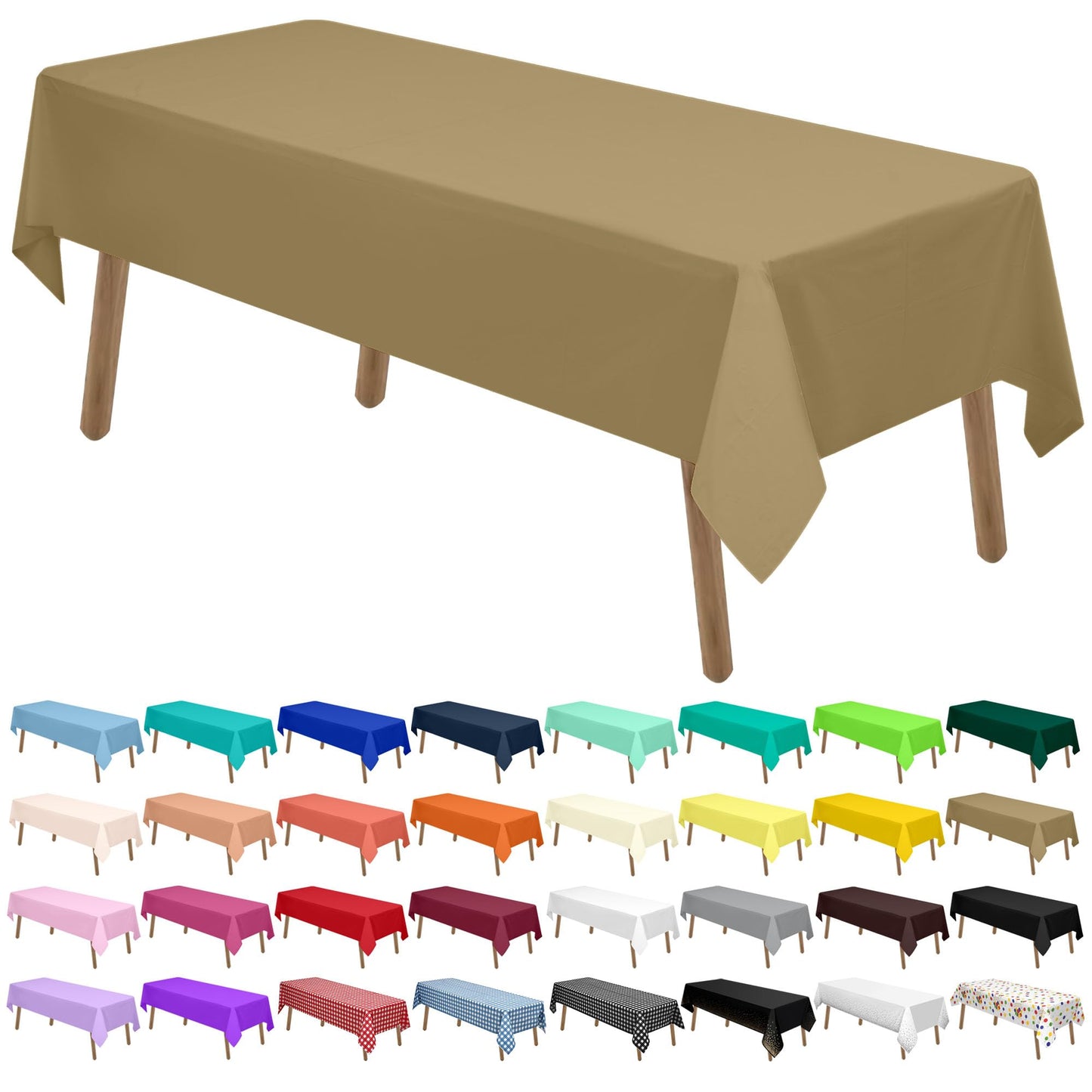 PARTY ULYJA Orangefarbene Plastiktischdecken, 2er-Pack, Einweg-Tischdecken, 54 x 108 Zoll, PEVA, Herbstfarben, für Grillpartys, Picknicks, Geburtstage, Hochzeiten, rechteckige Tische (8 Fuß). 