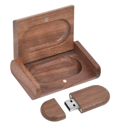 Novelty Wooden USB 2.0 Flash Drive 16GB Data Storage Memory Stick USB Stick Ellipse Pendrive with Wooden Box