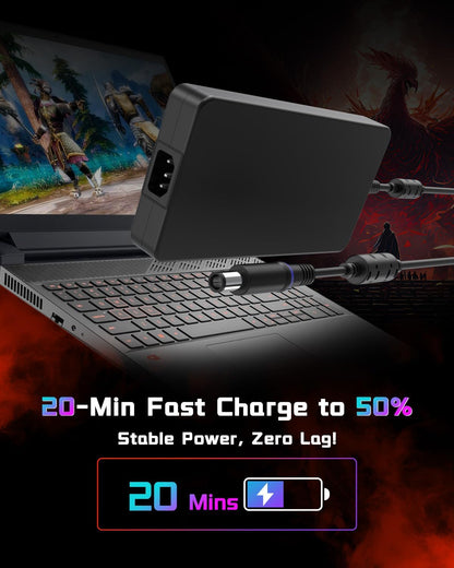 Super 240W Schnellladegerät (UL-Sicherheitszertifizierung) Passend für Dell Alienware Laptop M15 R3 R4 R7 R6 R5 R2 M17 R2 R5 AMD 15 R3 R2 17 R2 R3 G15 G16 G7 G5 G3 X15 R1 R2 Gaming Laptop Netzteil 