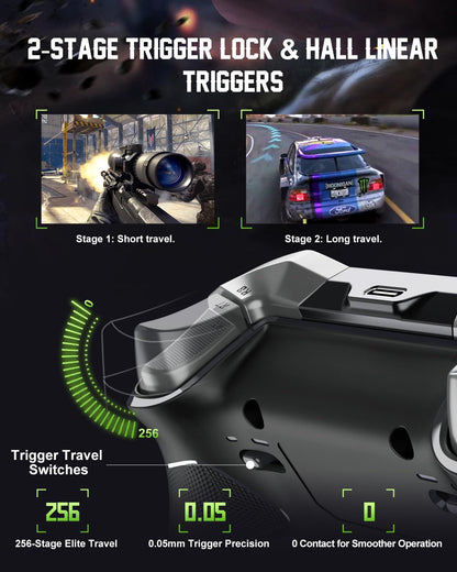 PXN P5 Wireless Gaming Controller - Hall Effect Joysticks & Triggers, 1000Hz Polling, 4 Macro Buttons, 2.4G/BT/SW, Turbo, App - For PC, Steam Deck, Switch/Switch 2, Android & iOS