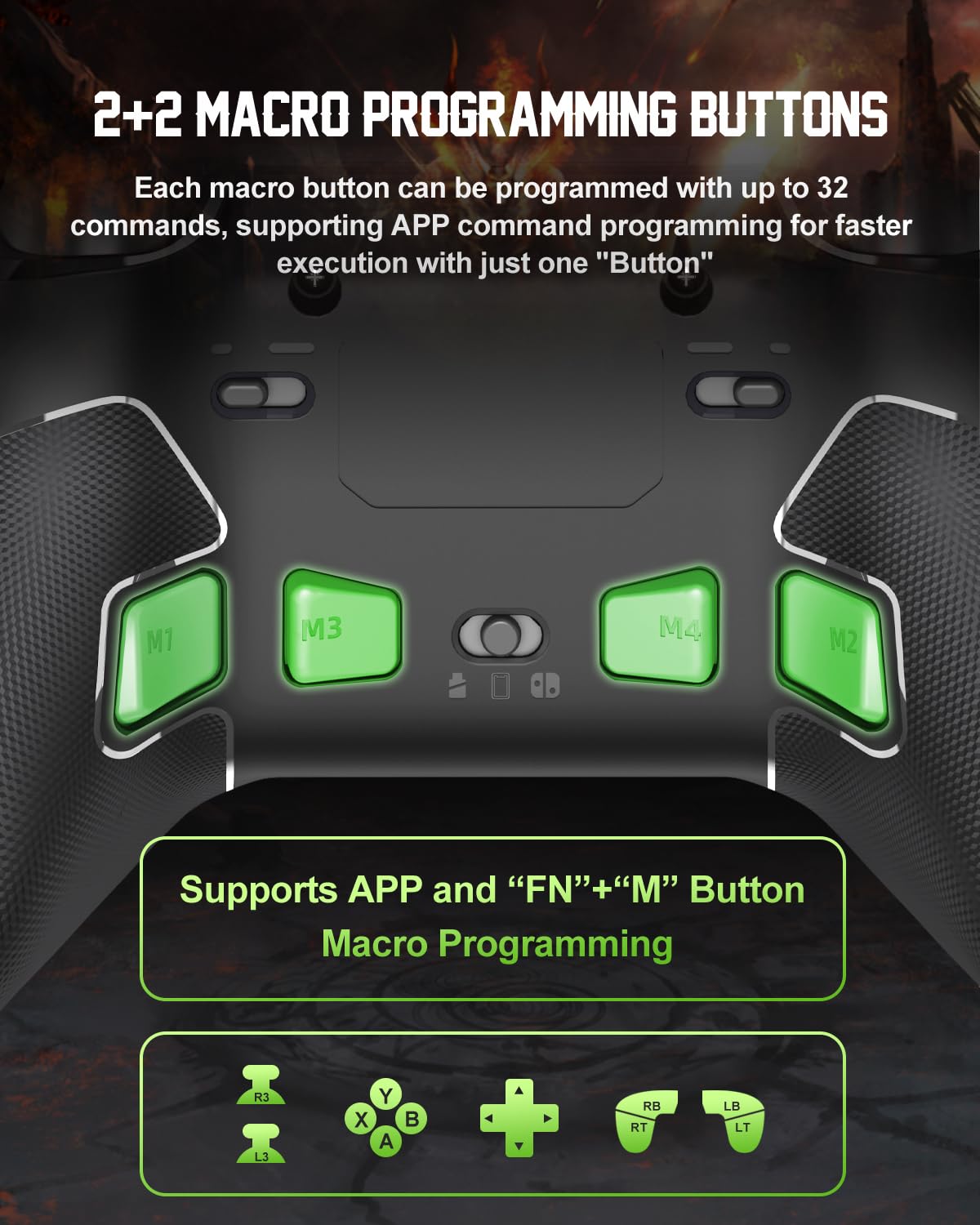 PXN P5 Wireless Gaming Controller - Hall Effect Joysticks & Triggers, 1000Hz Polling, 4 Macro Buttons, 2.4G/BT/SW, Turbo, App - For PC, Steam Deck, Switch/Switch 2, Android & iOS