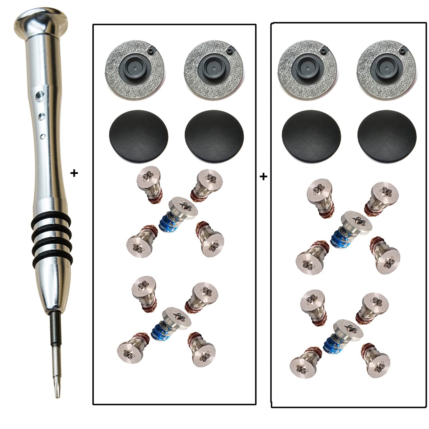 2 Set (20pcs) Repair Replacement Screws Set +8 Pack Rubber Case Feet+ 1pcs 5-Point Pentalobe Screwdriver Compatible with Unibody MacBook Retina for A1425 A1502 A1398 13" 15" Bottom Case