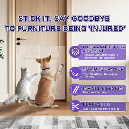 [Thicken Vinyl] Cat Scratch Furniture Protector, 162"x15" Couch Protector from Cat Claws, Single-Sided Sticky Anti Scratch Furniture Protector,Extended Size Protects More Furniture+50 Fixing