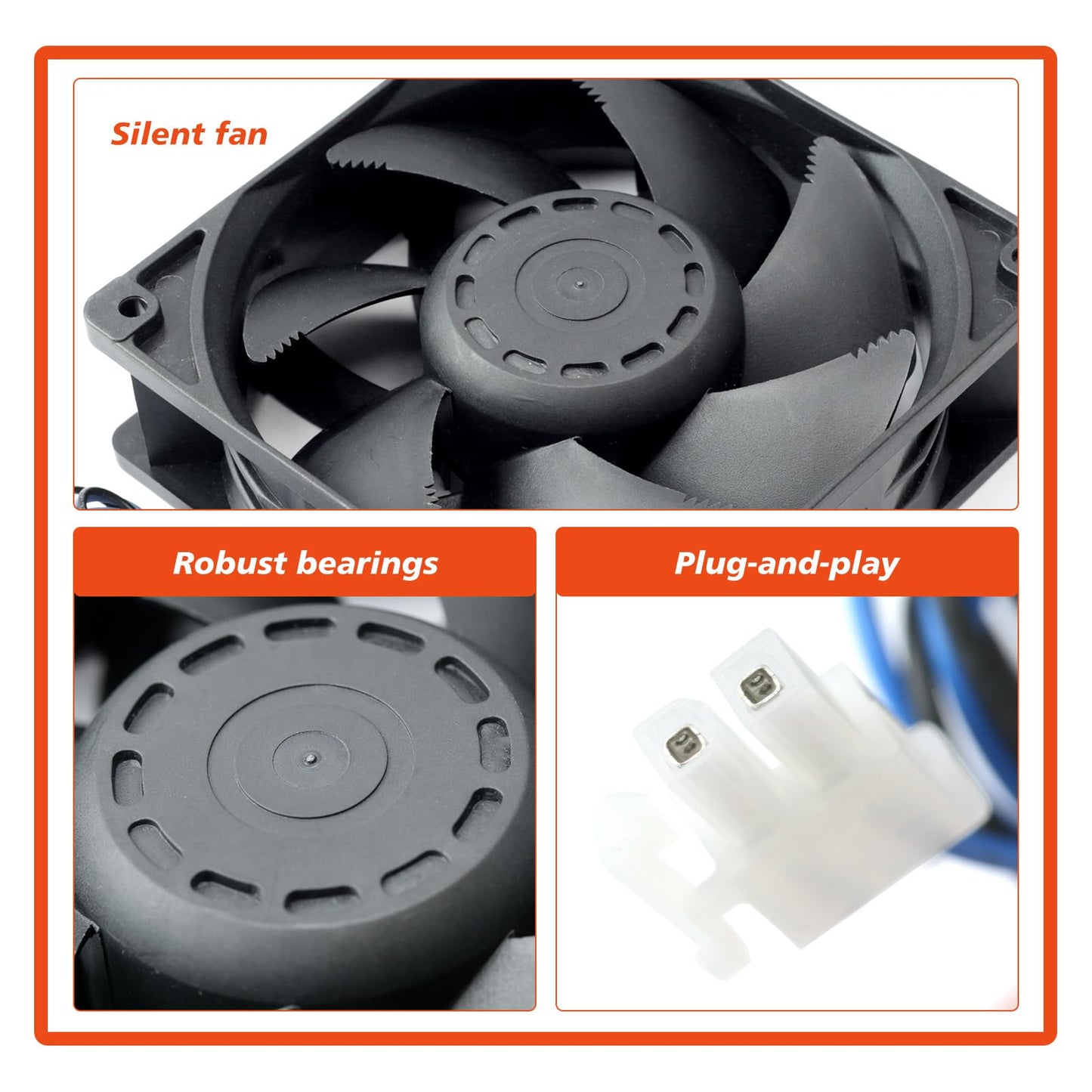 Mhrxusd 2 Pack XY-12038B2H High Air Volume EC-Fan fit for hte12038d Fan 110V-220V 0.06A 50/60HZ 12CM 120×120×38mm for Ice Maker Cabinet Cooling