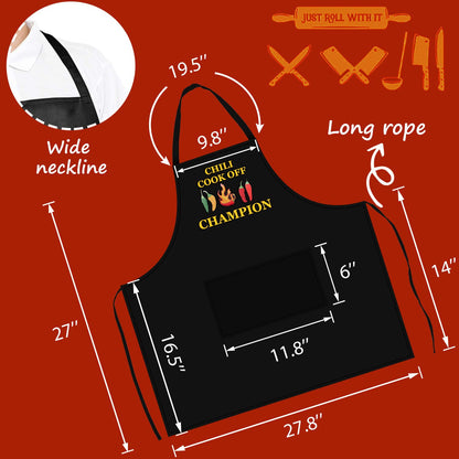 Syhood Chili Cook off Aprons Cook off Prizes Black Bib Aprons for Kitchen Crafting BBQ Drawing Outdoors for Men Women Chili Festivals Decorations