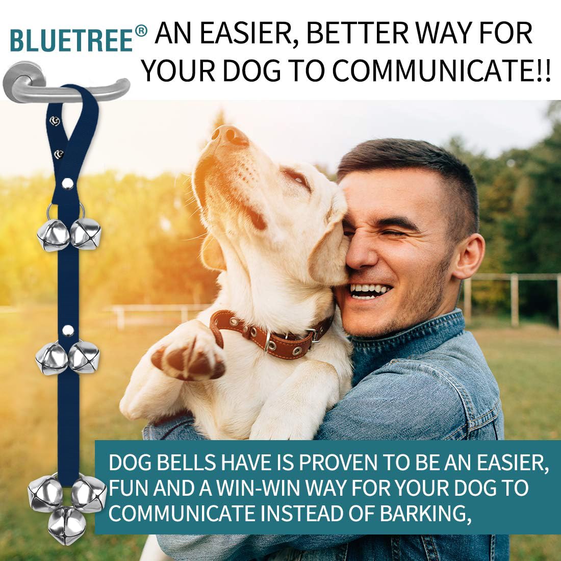 BLUETREE Dog Doorbells Premium Quality Training Potty Great Dog Bells Adjustable Door Bell Dog Bells for Potty Training Your Puppy The Easy Way - 7 Extra Large Loud 1.4 DoorBells