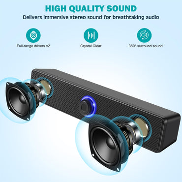 TAOTOSUNE Computer Speakers, USB Powered PC Speakers Wired Stereo Desktop Speakers with 3.5mm Audio Plug (No Bluetooth) for Computer, Desktop, Laptop, PC, Pad, Cellphone [2025 Version]