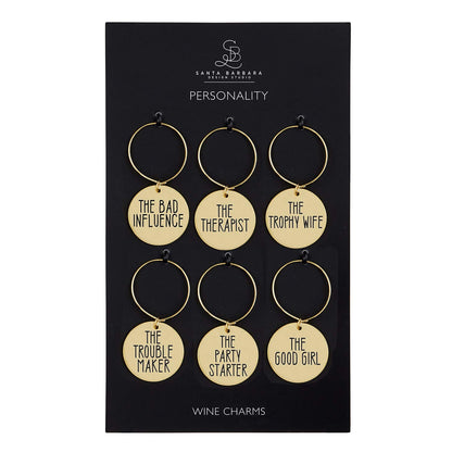 Santa Barbara Design Studio Zinc Alloy Wine Charms, Set of 6, Personality