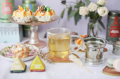 Teabloom Personal Tea Maker - Insulated Heatproof Glass Cup with Loose Tea Infuser and Lid/Coaster – Tea Connoisseur's Choice – Borosilicate Glass Infusion Mug (8 Oz)