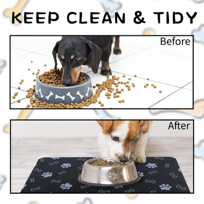 Pet Cat Dog Food Mat Non Slip Mat for Dog Water Bowl Mat Quick Dry Absorbent Cat Feeding Mat, 18.1 * 11.8 in, Dark Grey
