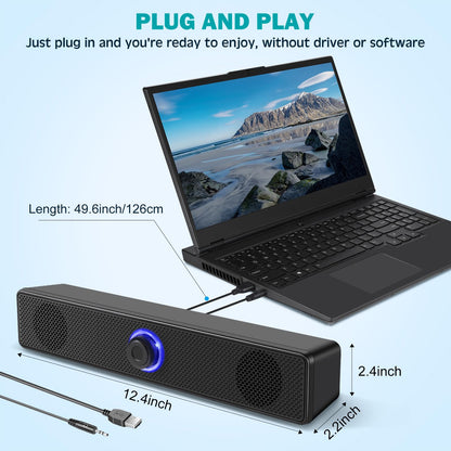 TAOTOSUNE Computer Speakers, USB Powered PC Speakers Wired Stereo Desktop Speakers with 3.5mm Audio Plug (No Bluetooth) for Computer, Desktop, Laptop, PC, Pad, Cellphone [2025 Version]